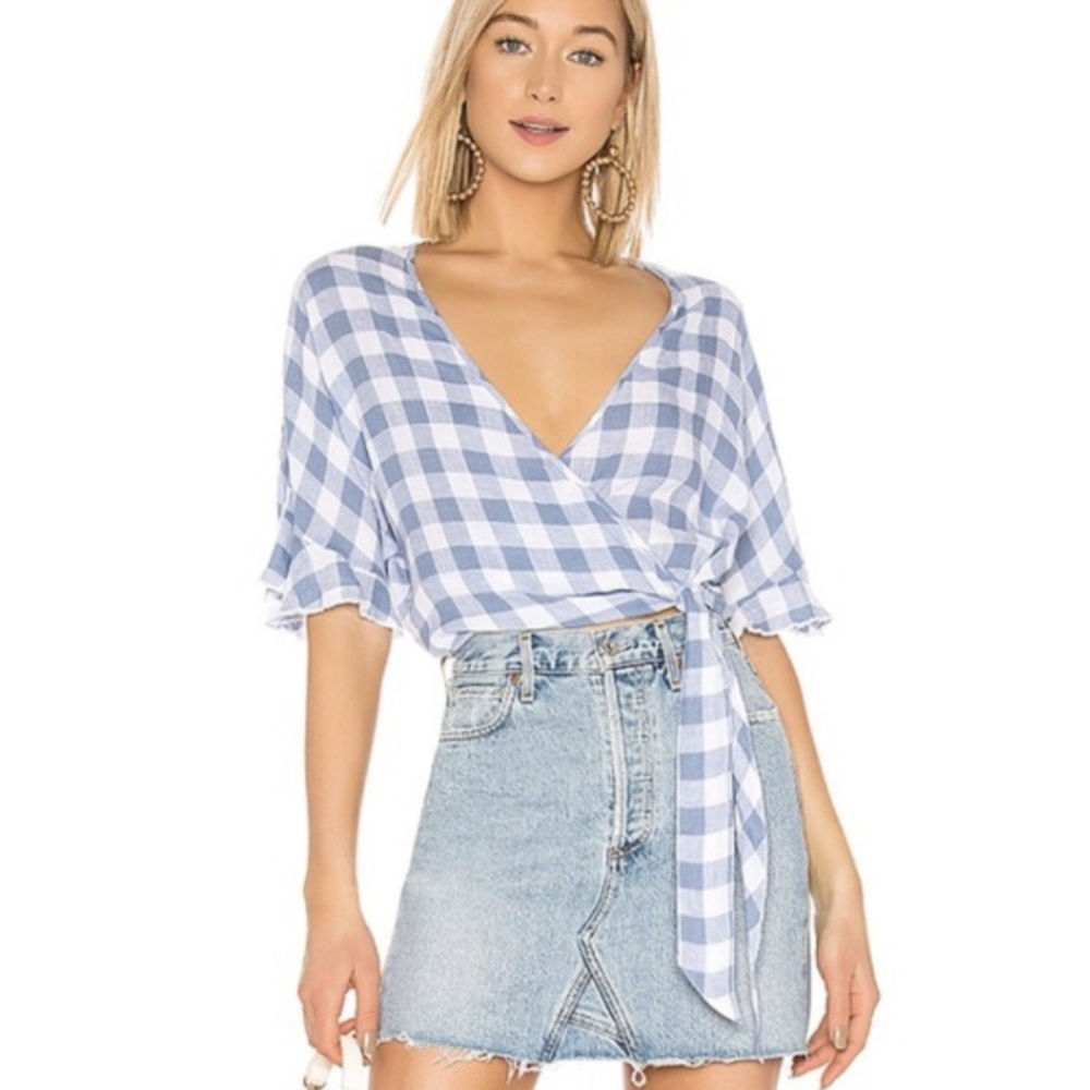 Rails Periwinkle Check Athena Tie Front Top size Small ¿no size tag?